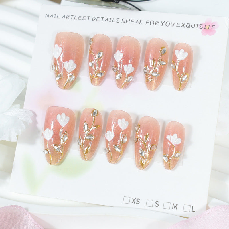 Elegant artificial nails with floral decorations Kalsten