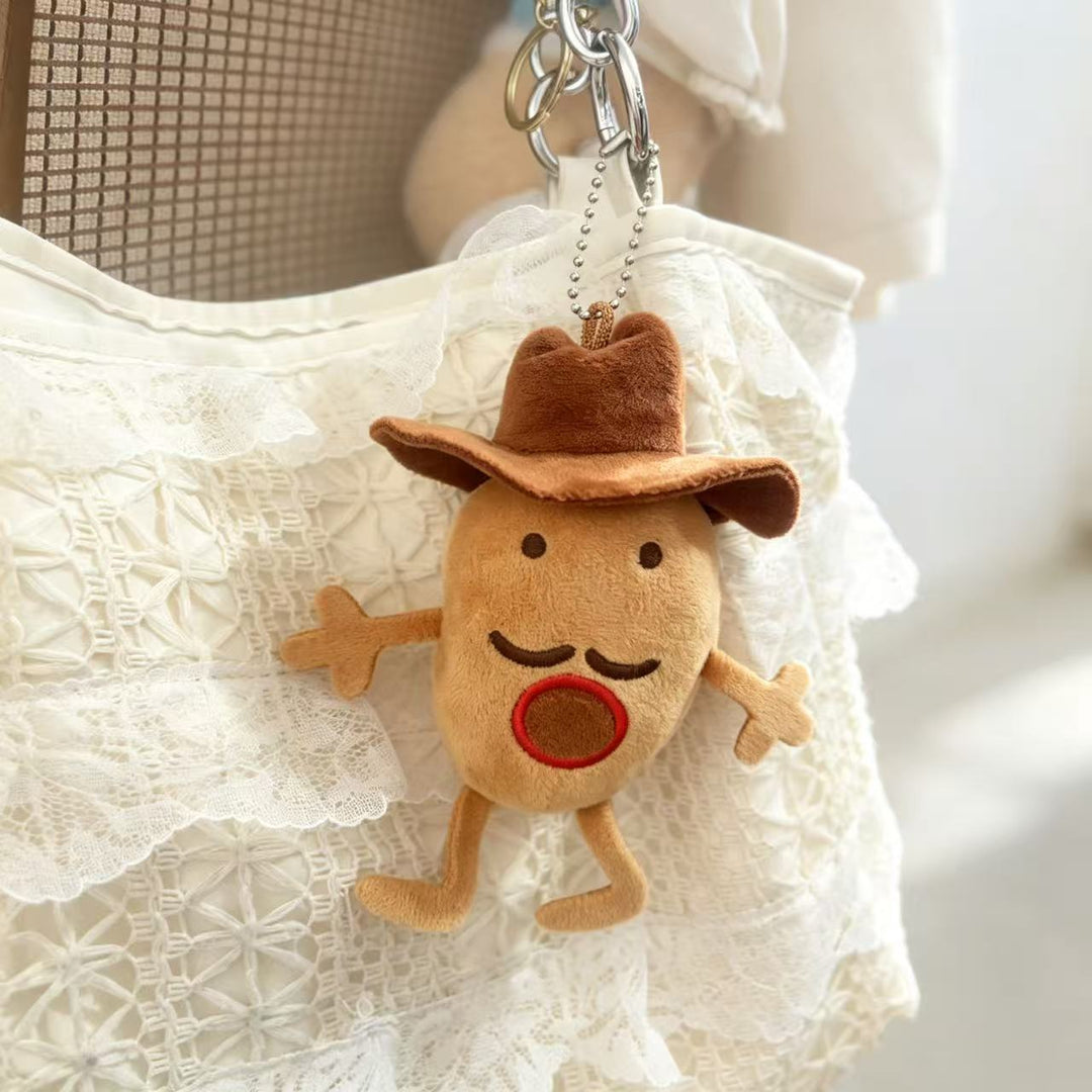 Novelty Cowboy Character Plush Bag Charm Keyring with Metal Ball-Chain and Huggable Body Kalsten