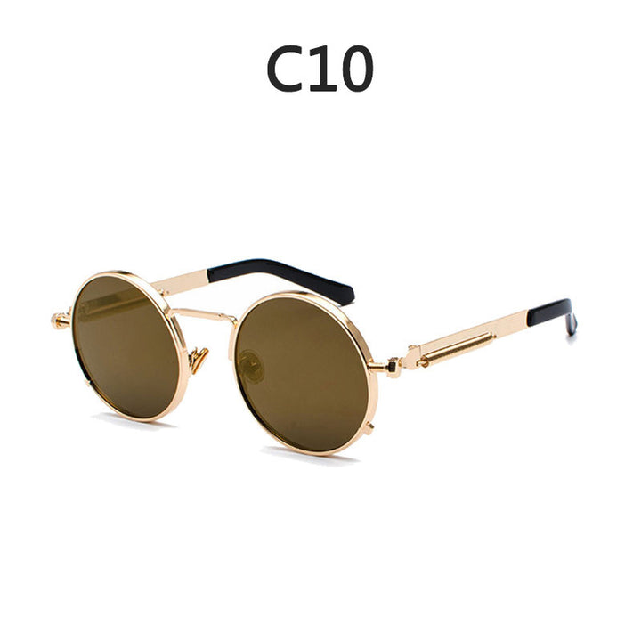 Ladies Round Metal Sunglasses with Mirrored Lenses Kalsten