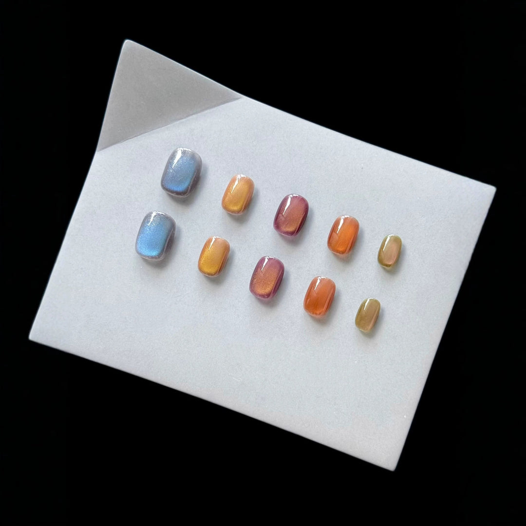 Artistic Press-On Nail Set with Colorful Dot Patterns