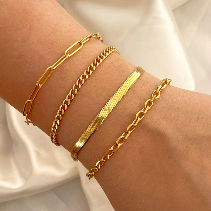 Layered Gold Chain Bracelet Set Kalsten
