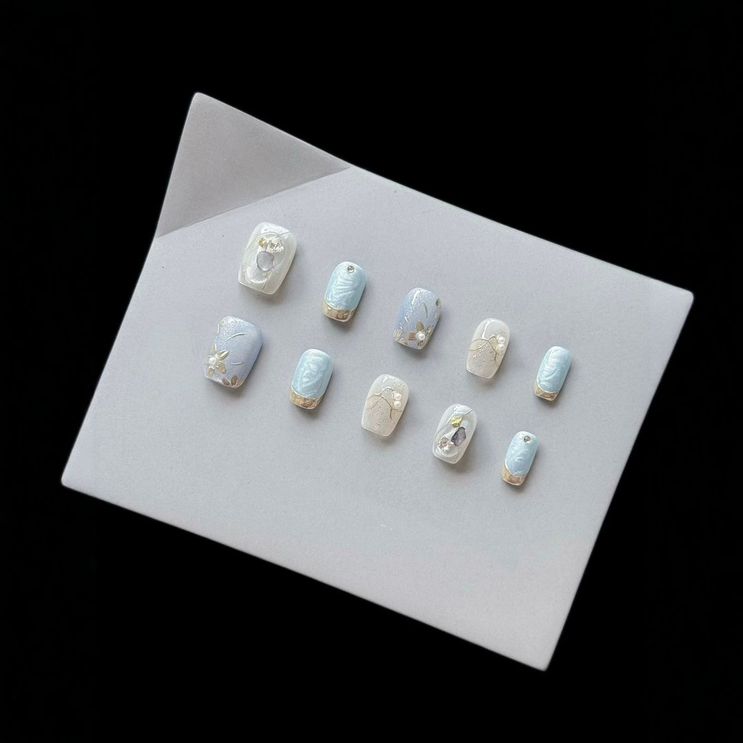 Artistic Hand-Painted Press-On Nail Set