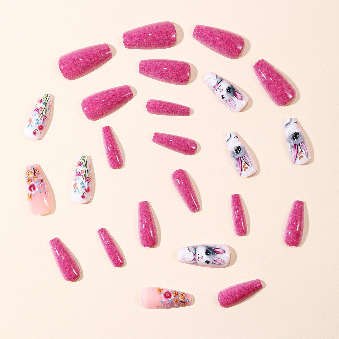 Artistic 3D Bunny and Floral Nail Art Kalsten