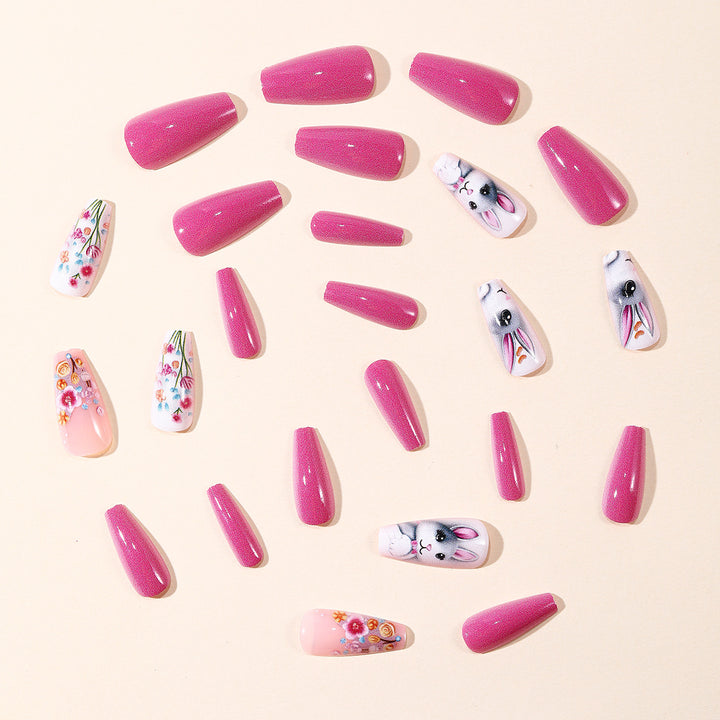 Artistic 3D Bunny and Floral Nail Art Kalsten
