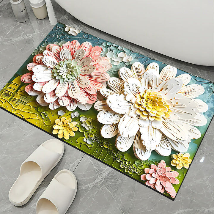 Floral Pattern Non-Slip Bath Mat Kalsten