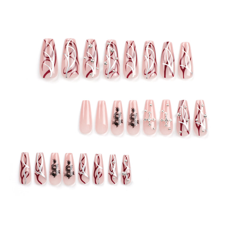 Artistic Artificial Nail Extensions with Glitter and Flower Accents Kalsten