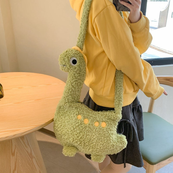 Cute Dinosaur-Themed Plush Crossbody Bag