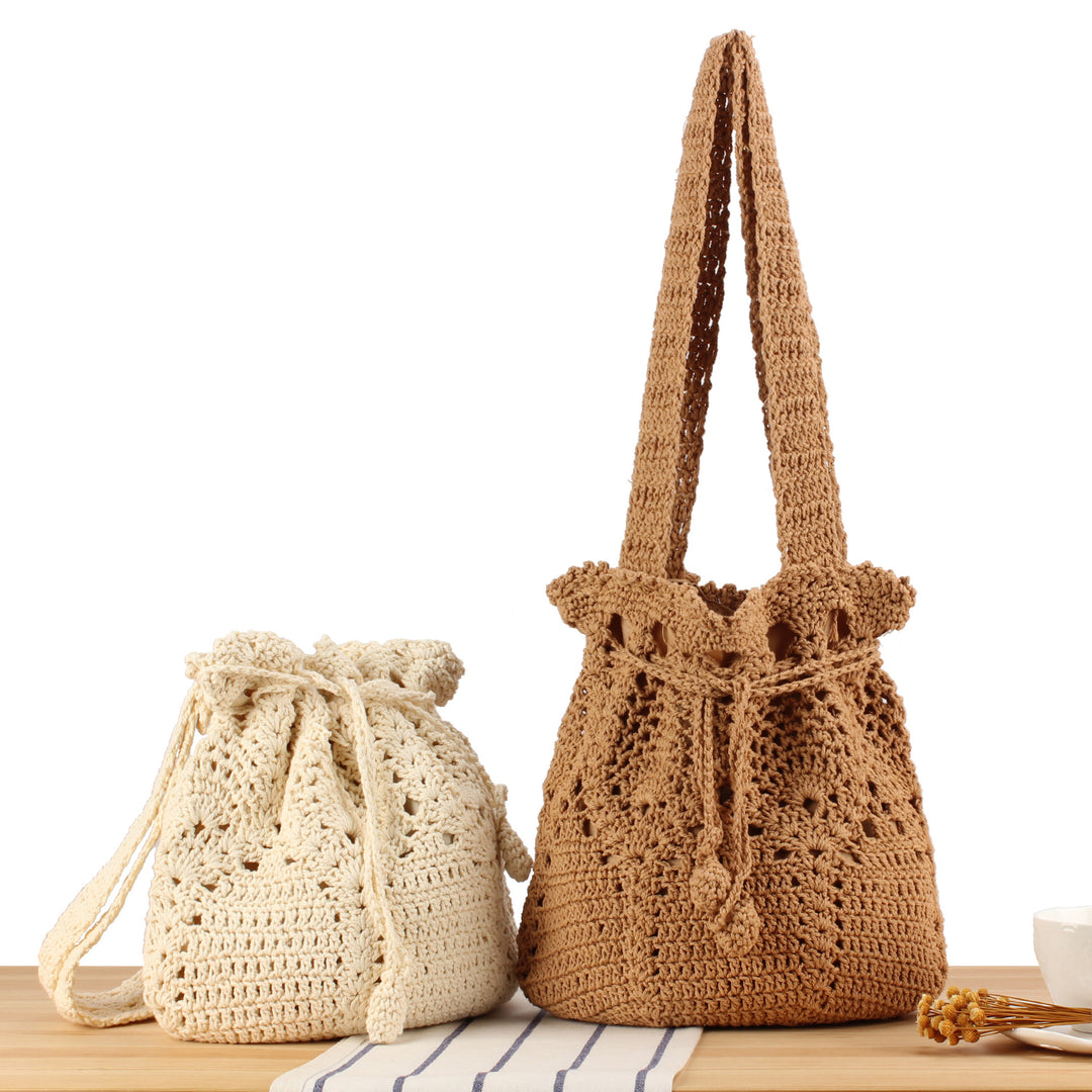 Macrame Shopper Bag with Decorative Drawstring Kalsten