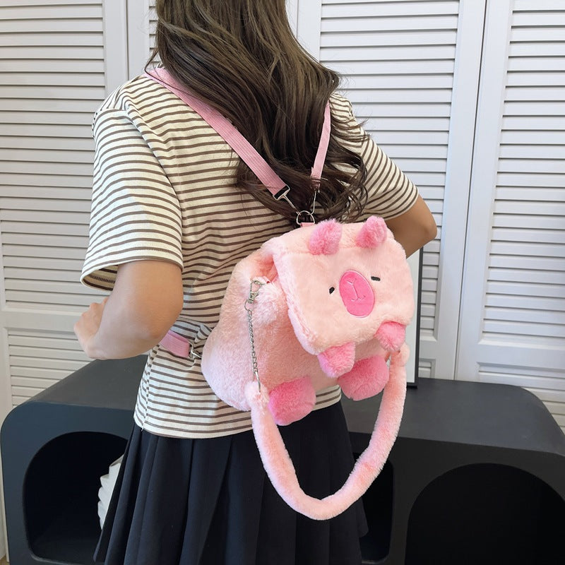 Plush shoulder bag with animal motif and shoulder strap Kalsten
