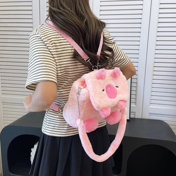 Plush shoulder bag with animal motif and shoulder strap Kalsten