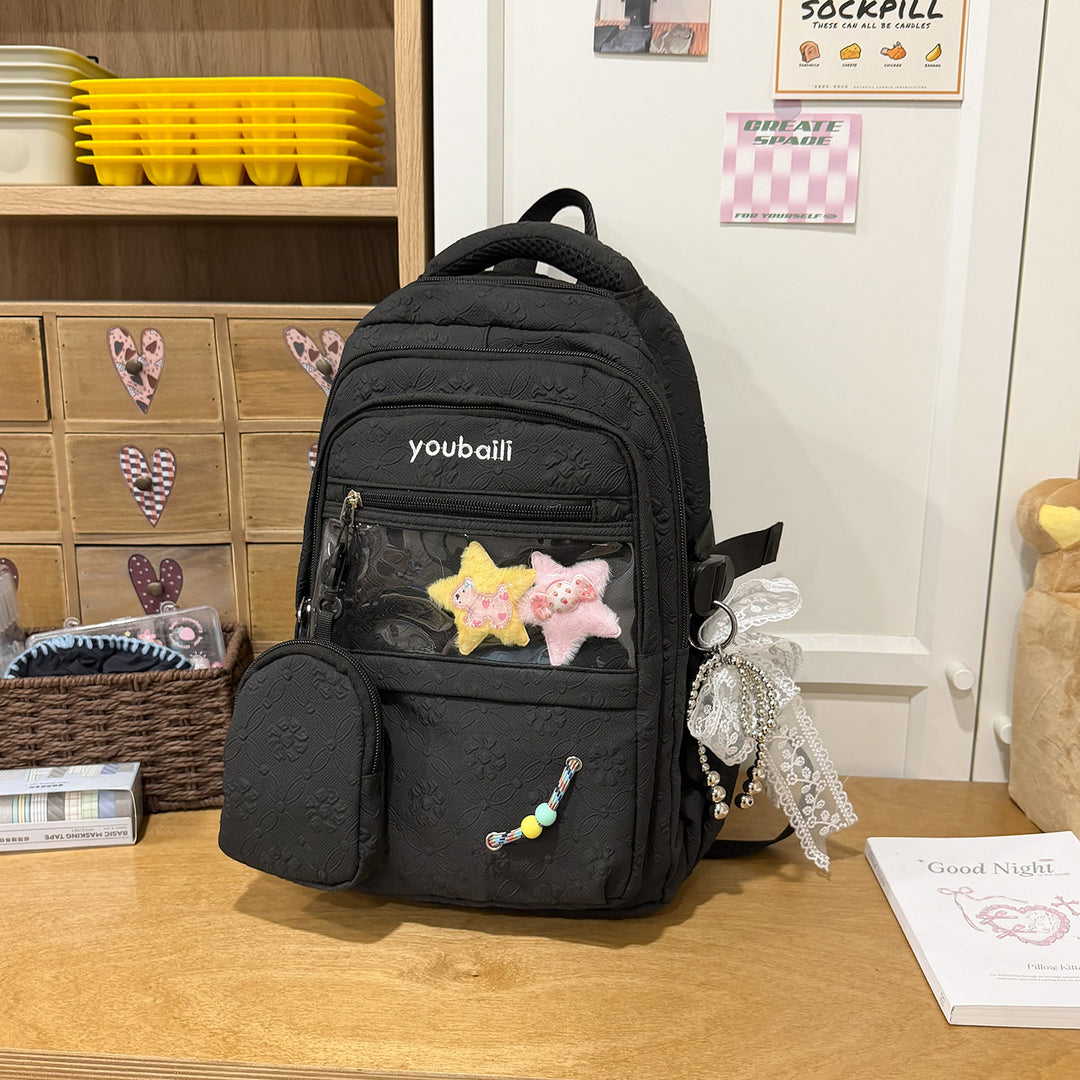 Decorative Floral-Embossed Backpack Kalsten