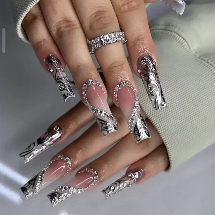 Glamorous 3D Floral Design Press-On Nails Kalsten
