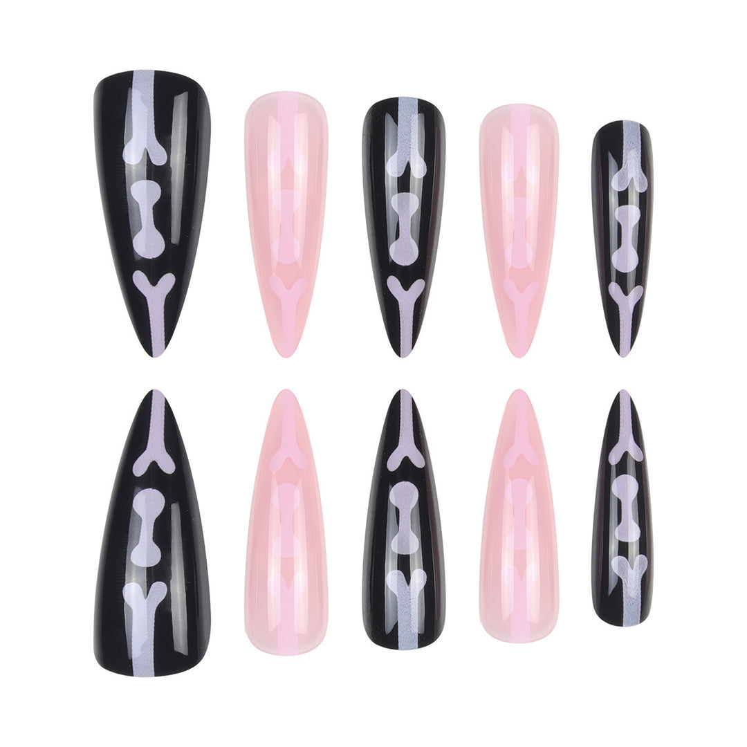 Artistic Stiletto Press-On Nails with Bone Design Kalsten