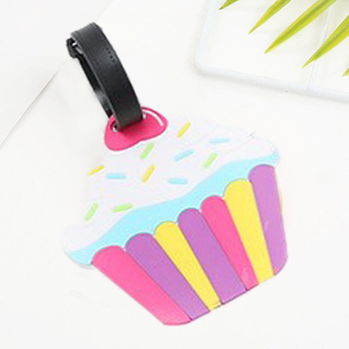 silicone novelty donut luggage tag with adjustable buckle strap and embossed sprinkle design Kalsten