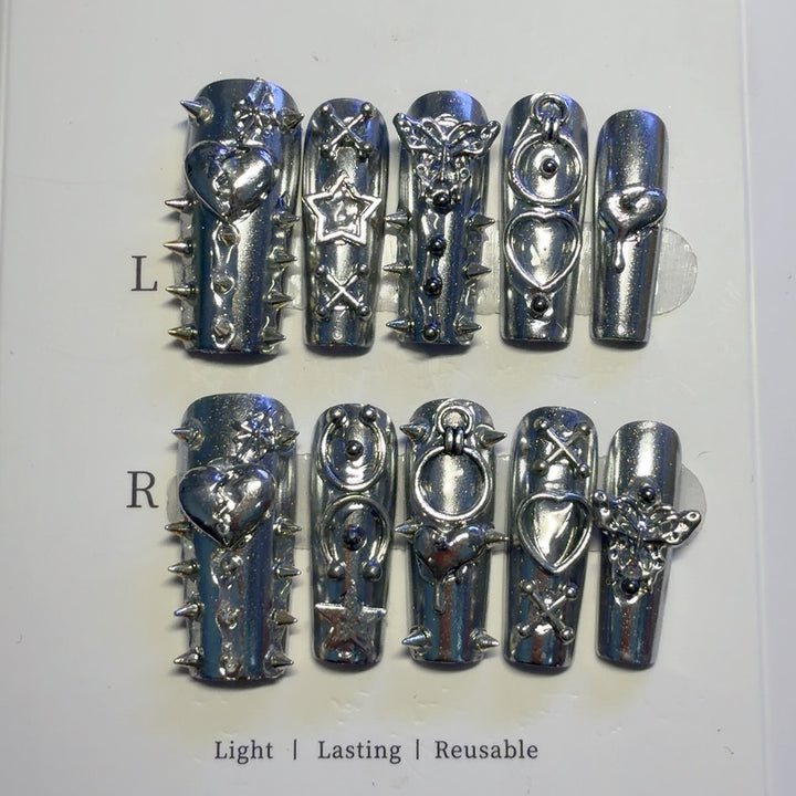 Decorative Studded Press-On Nail Set