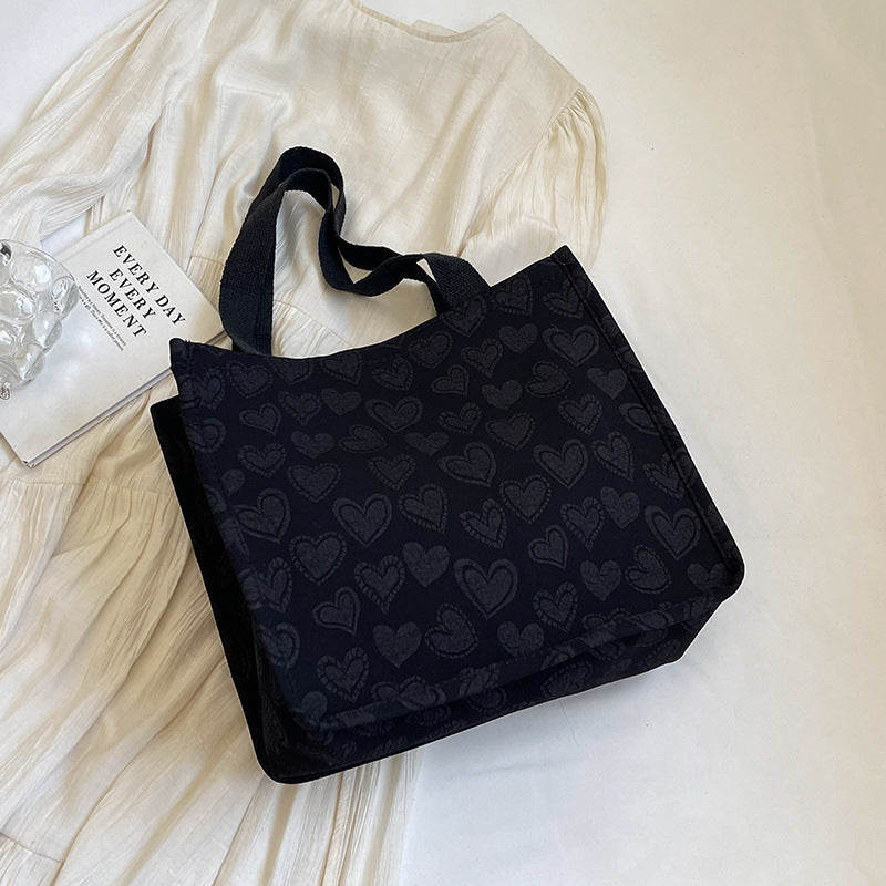 Heart-Embroidered Utility Tote