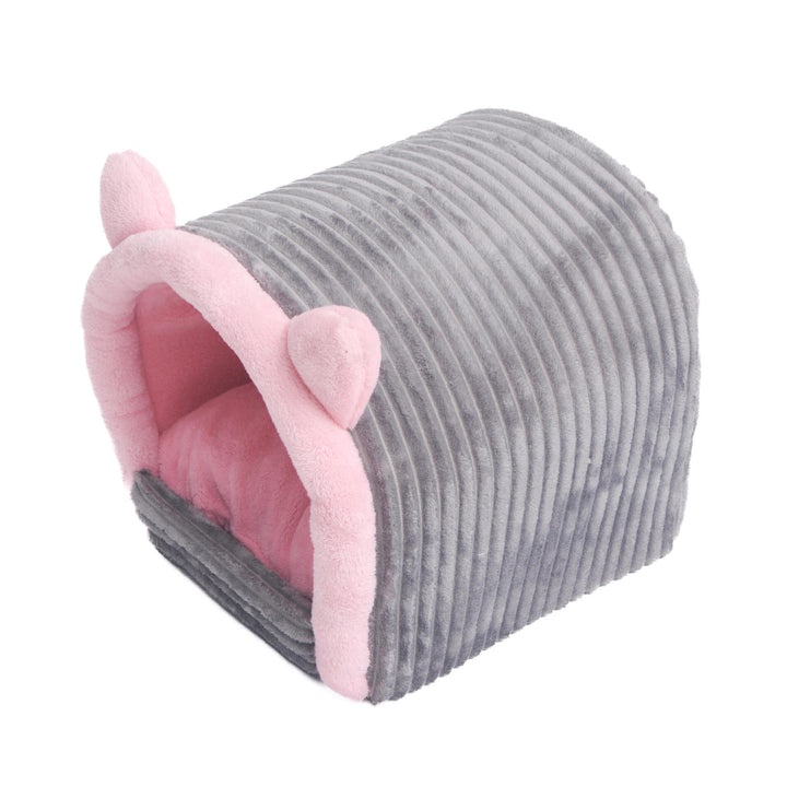 Cat-Themed Cozy Hideaway Dog Bed