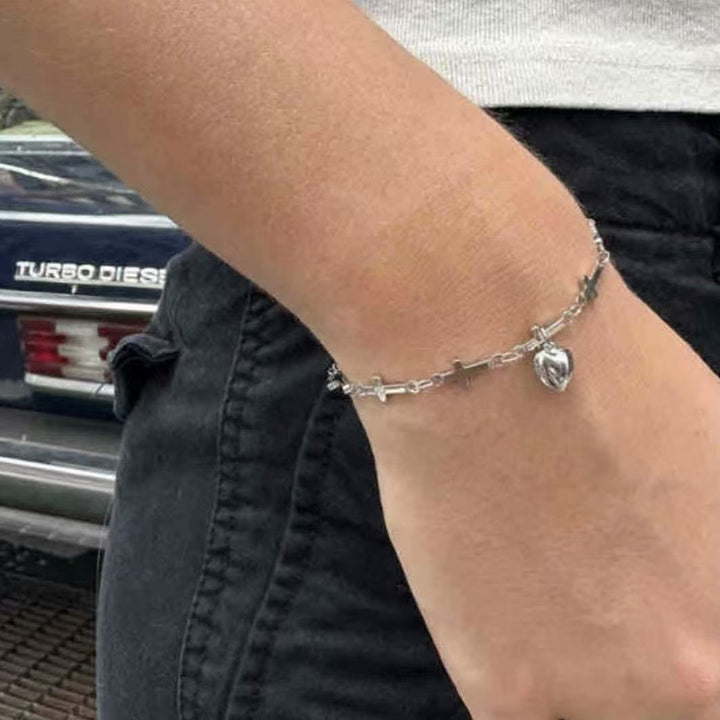 Cross and Heart Charm Bracelet Kalsten