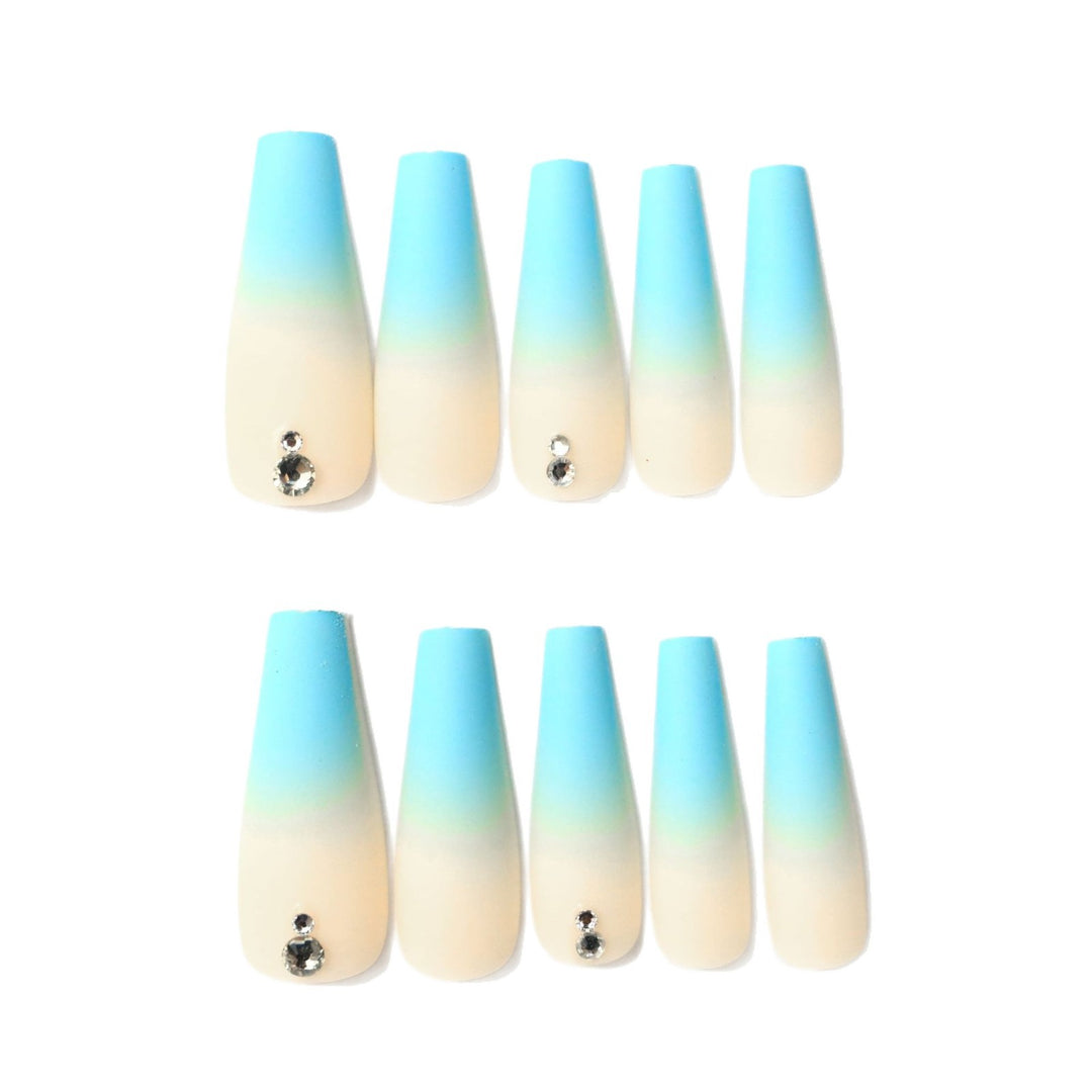 Ombre Acrylic Nail Extensions with Rhinestone Accents Kalsten