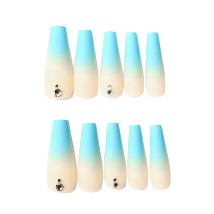 Ombre Acrylic Nail Extensions with Rhinestone Accents Kalsten