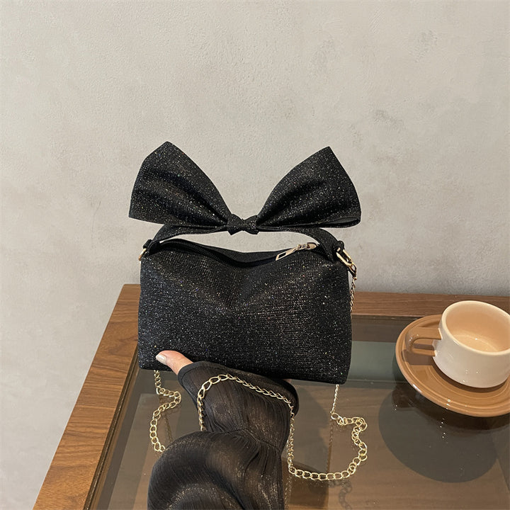 Bow-Accented Sparkling Handbag
