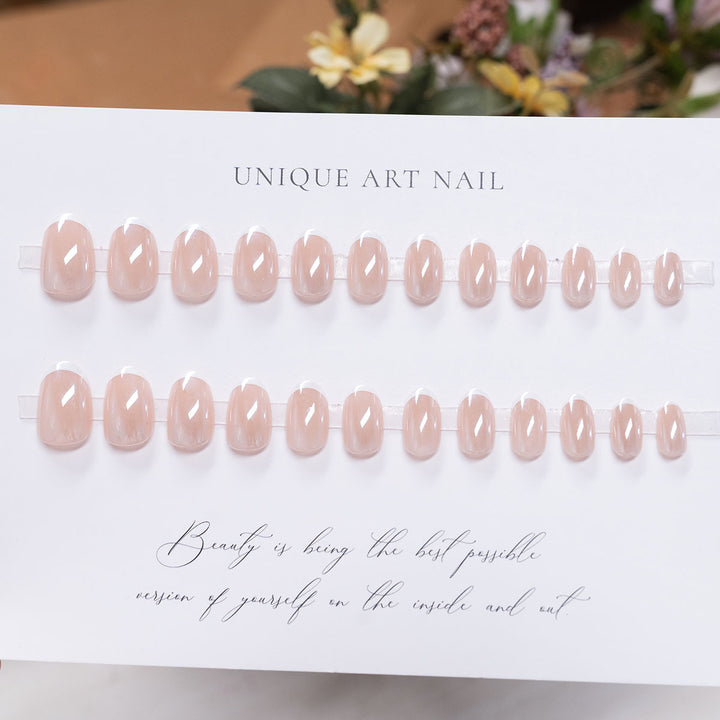 Elegant Glossy French Tip Press-On Nails