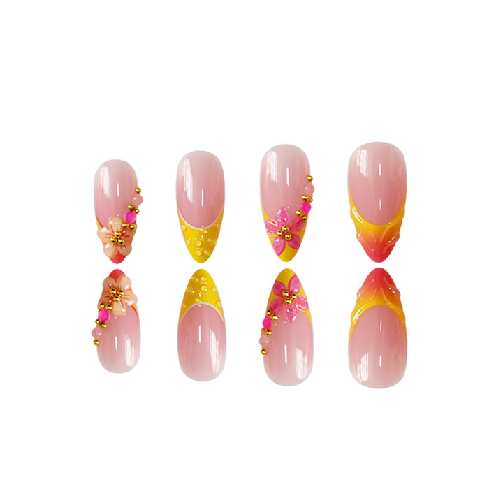 Artistic Floral Accent Press-On Nail Set Kalsten
