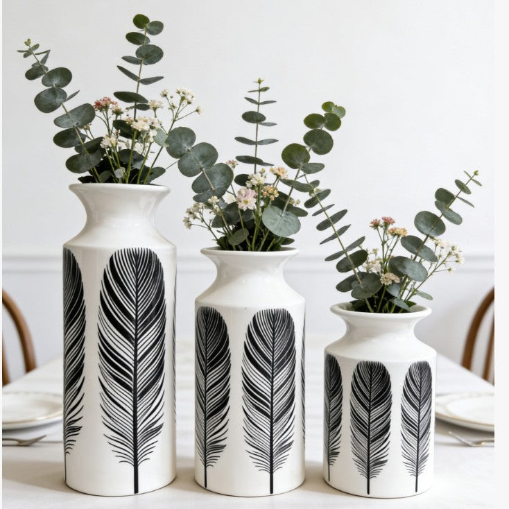Decorative Feather Print Vase Kalsten