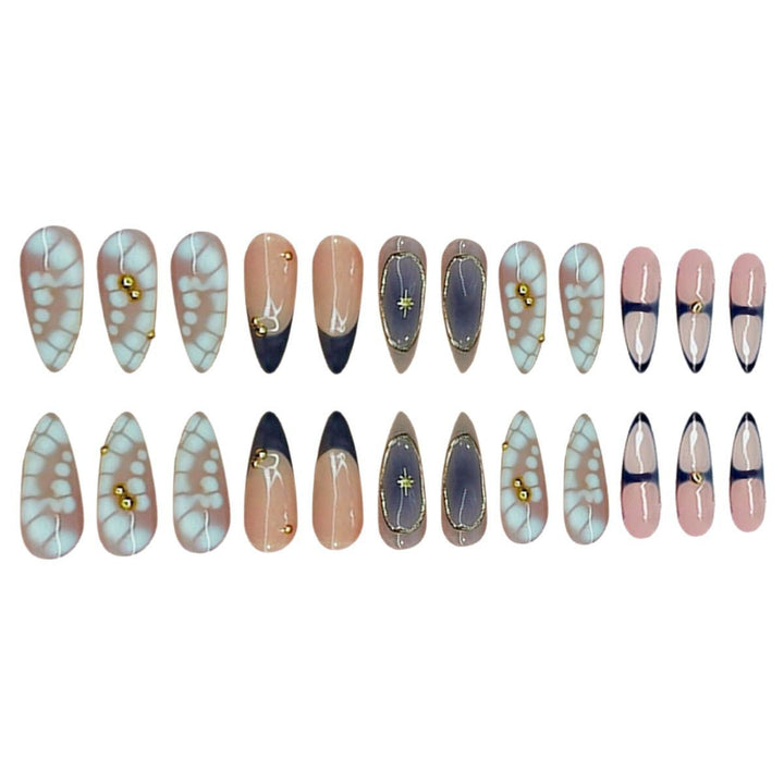 Premium Artistic Stiletto Press-On Nails with Gold Accents Kalsten