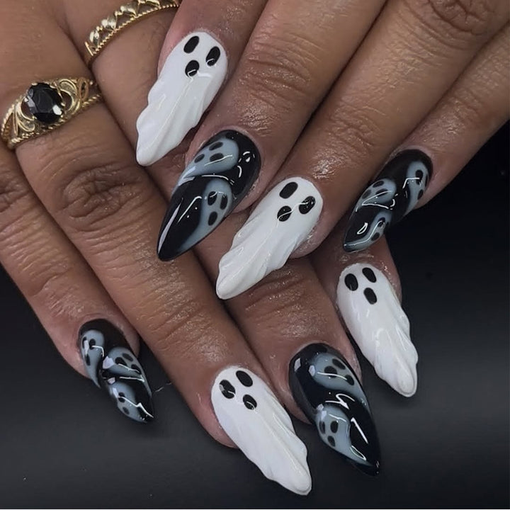 Ghost-Inspired 3D Press-On Nail Art Kalsten