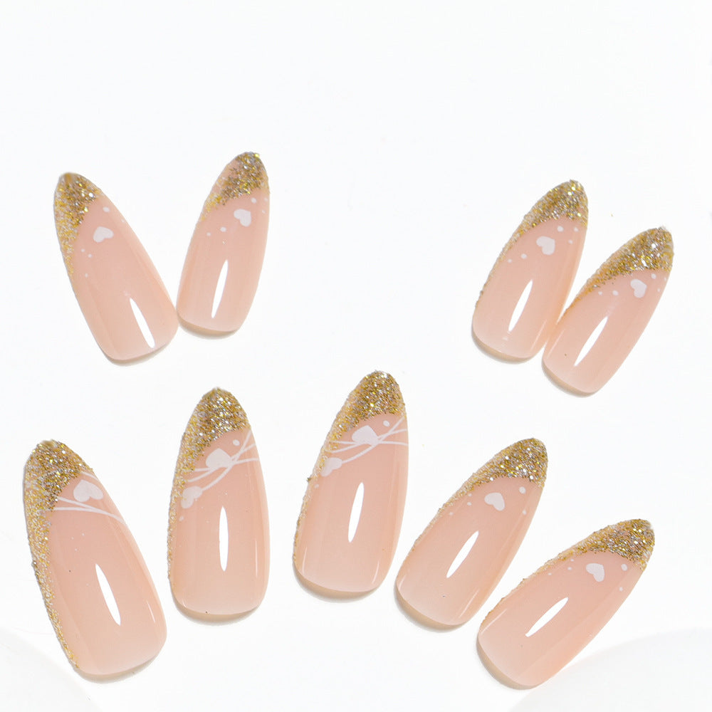 Stylish Glittery French Tip Press-On Nails Kalsten