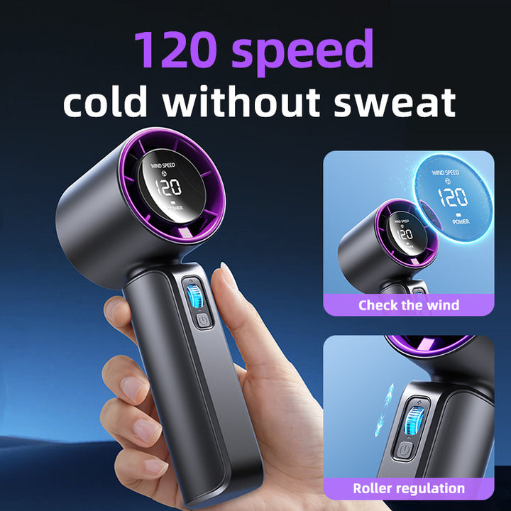 Unisex nan compact high-speed handheld fan with LED display rechargeable battery and quiet turbine Kalsten