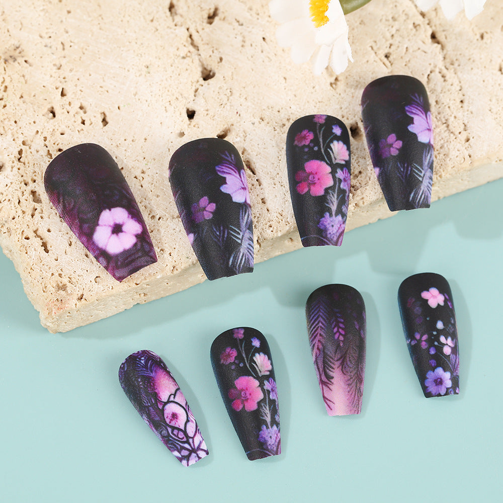 Artificial nails with floral and matte patterns Kalsten