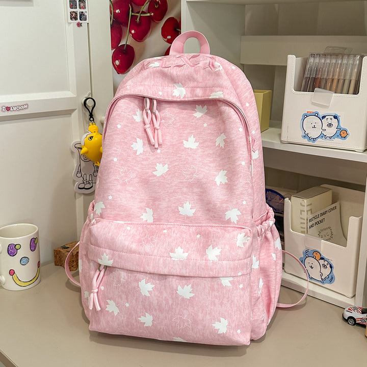 Trendy Leaf-Patterned School Backpack Kalsten