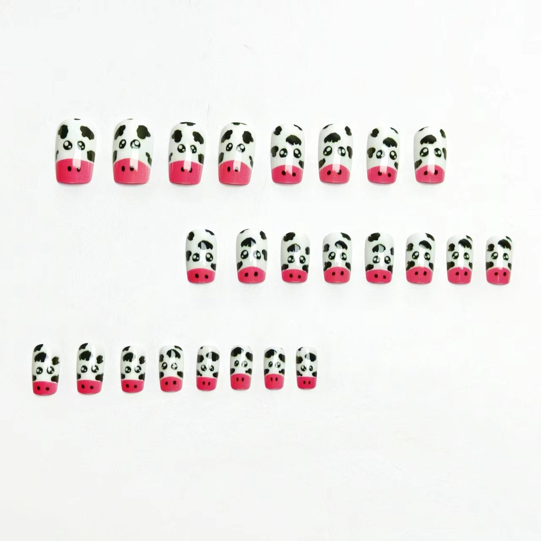 Playful Cow-Themed Nail Art Kalsten