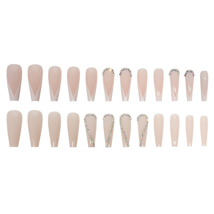 Stylish Press-On Nail Design with Elegant Rhinestone Accents Kalsten