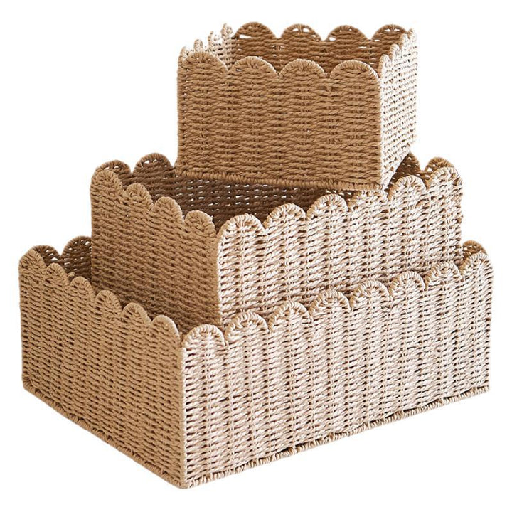Decorative Woven Storage Tray with Scalloped Edges Kalsten