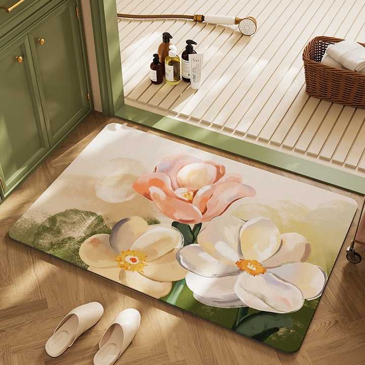 Floral-Themed Soft Bathroom Mat Kalsten