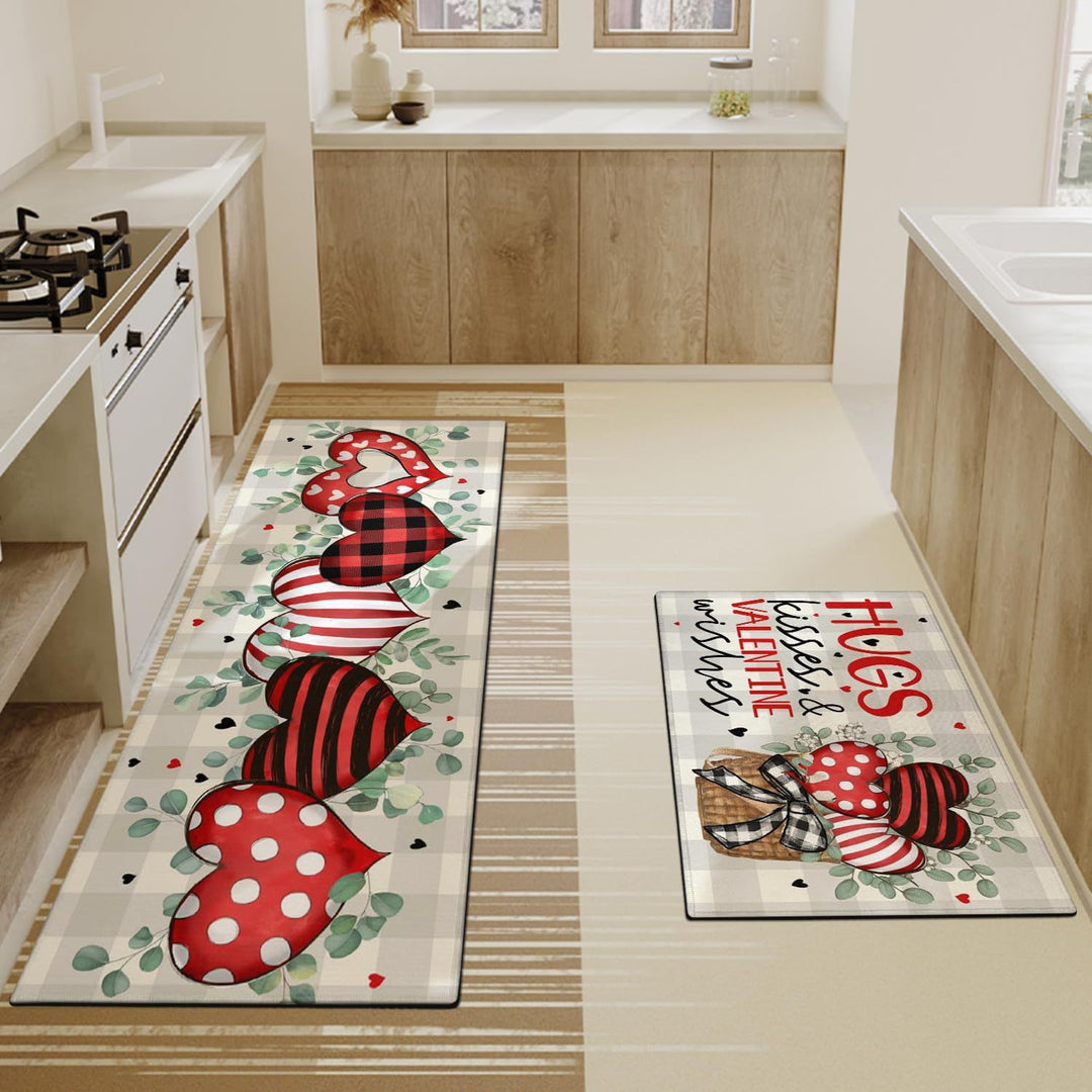 Heart-Themed Kitchen Runner Mat Kalsten