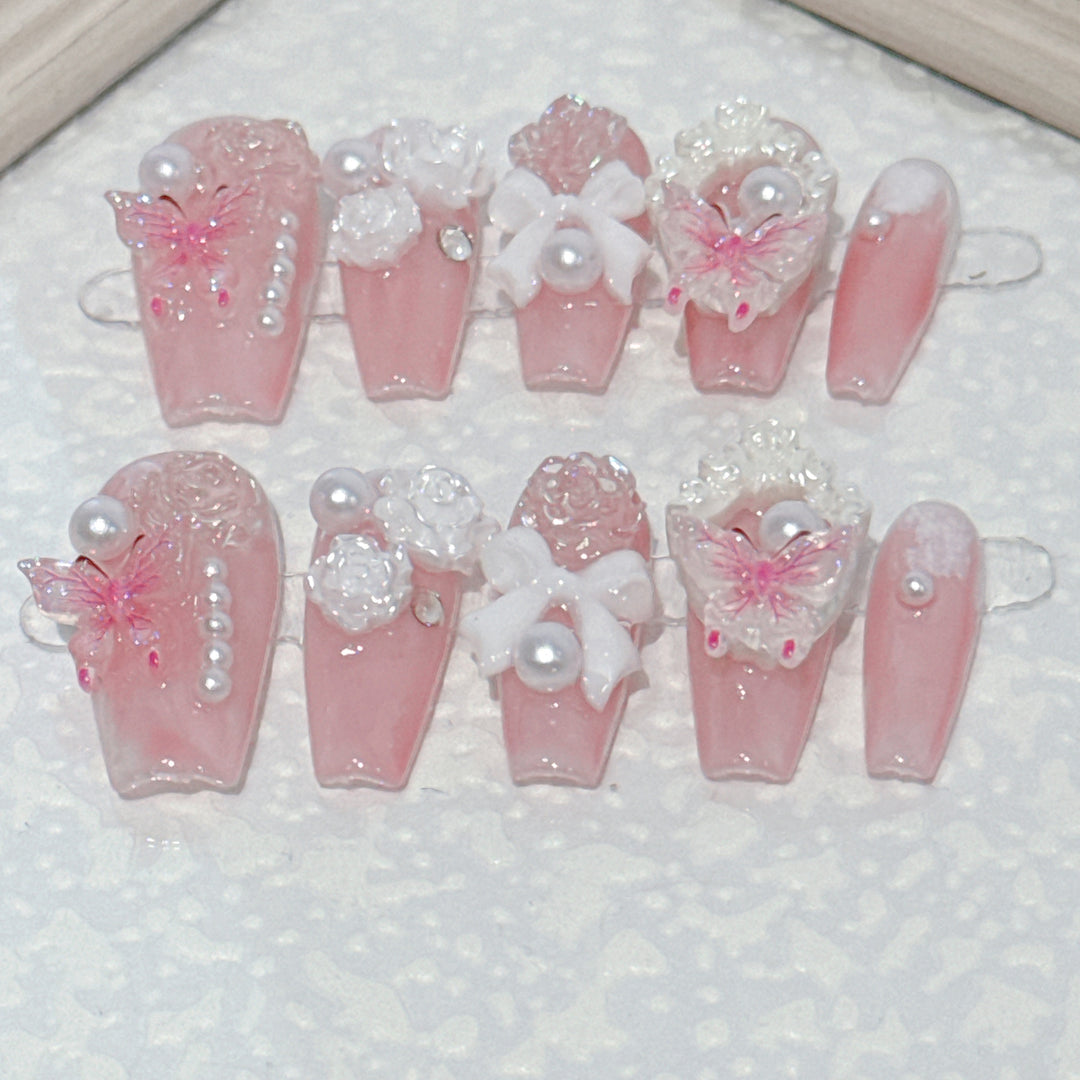 Elegant Decorative Press-On Nails