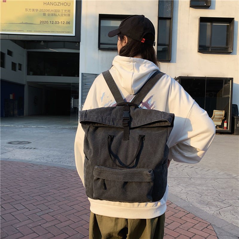 Stylish Roll-Top Canvas Backpack Kalsten