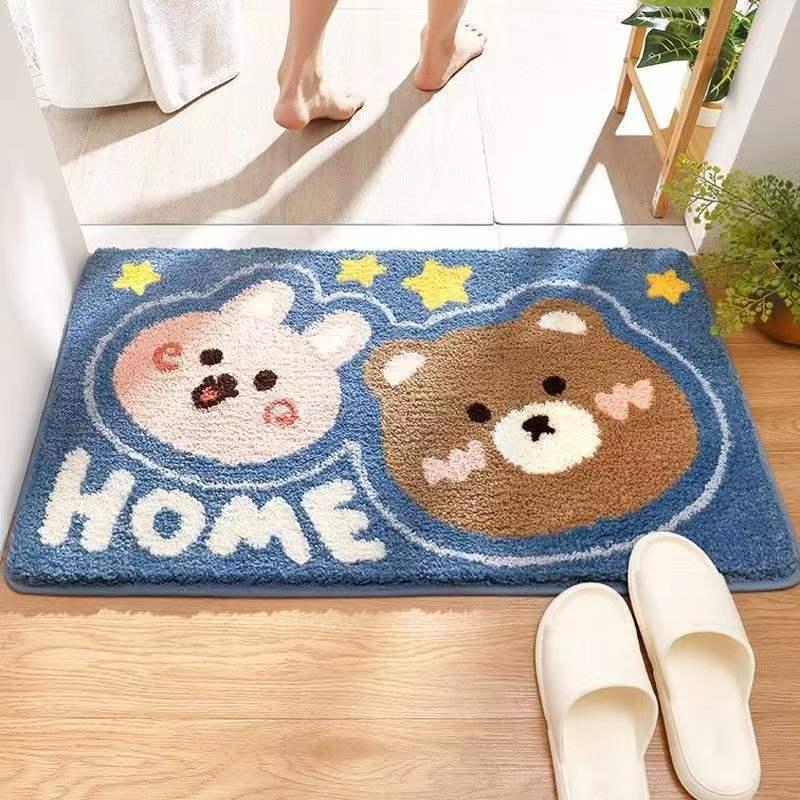 Plush Cartoon Bunny-Themed Area Mat