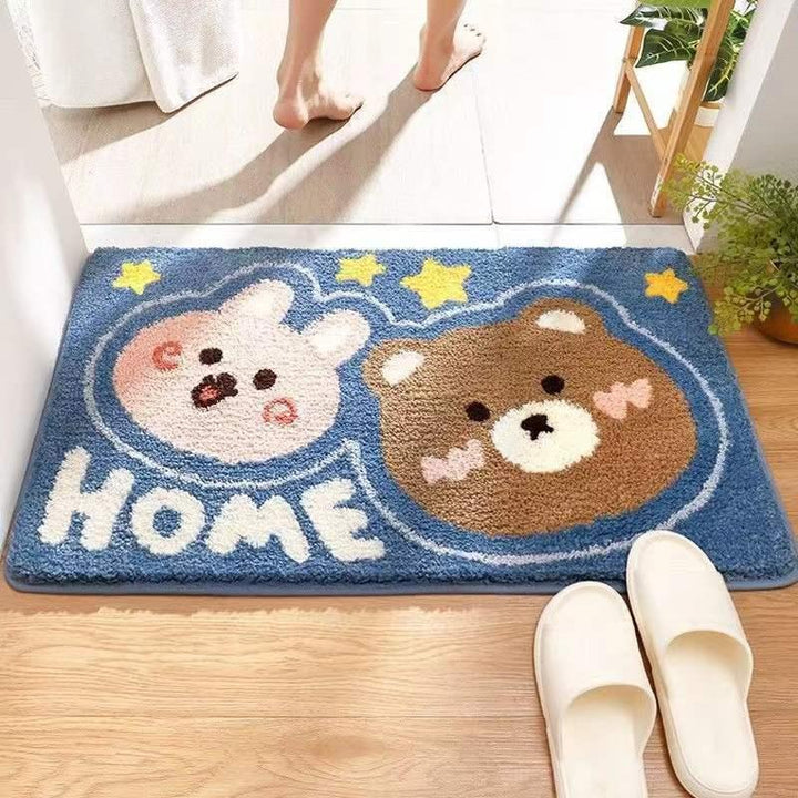 Plush Cartoon Bunny-Themed Area Mat