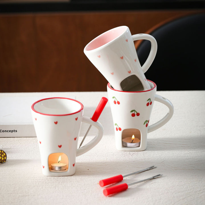 Ceramic mug with integrated tea strainer and silicone drinking straw