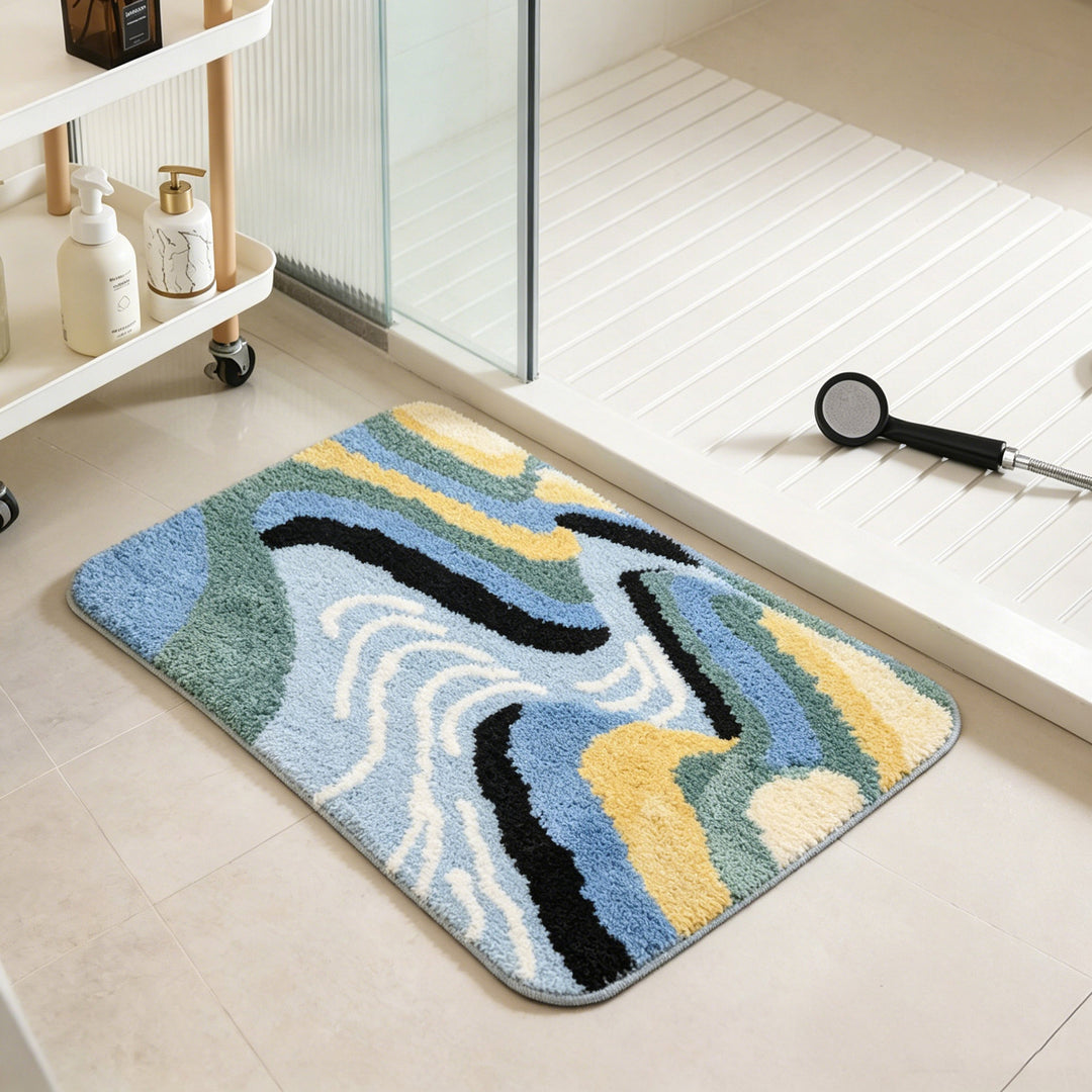 Artistic Leaf Pattern Bath Mat
