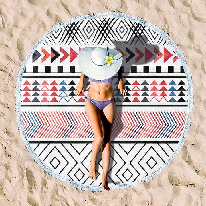 Round beach towel with vibrant tropical pattern Kalsten