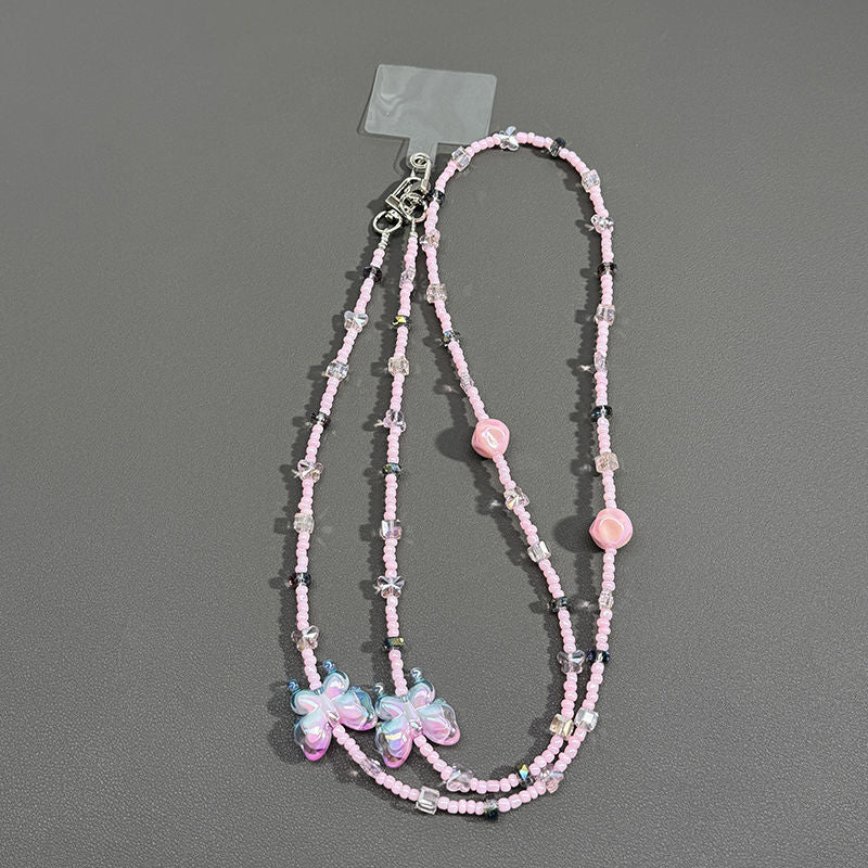 Beaded Eyewear Chain with Butterfly Accents Kalsten