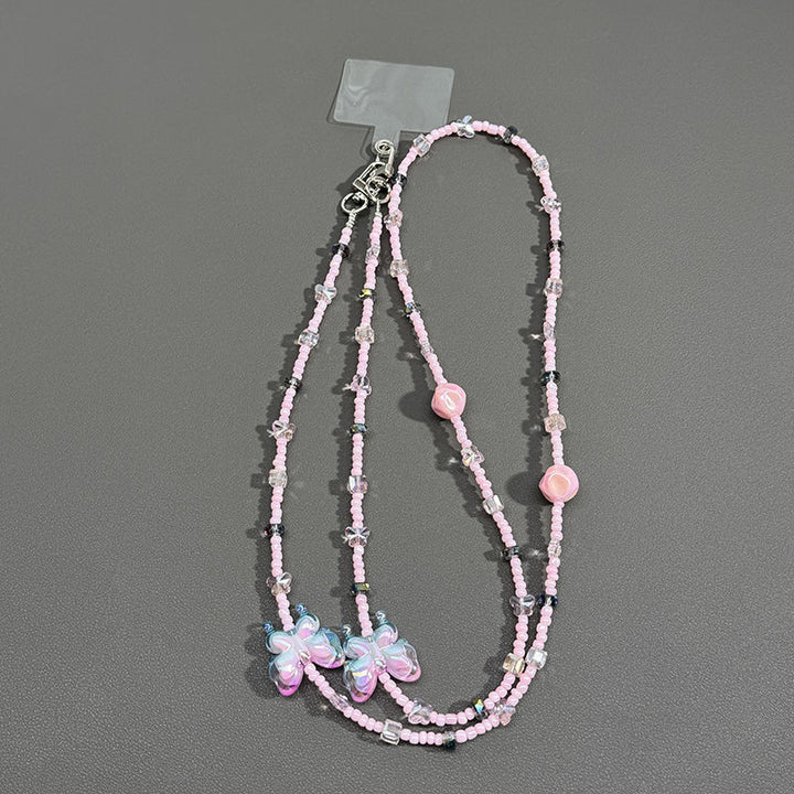 Beaded Eyewear Chain with Butterfly Accents Kalsten