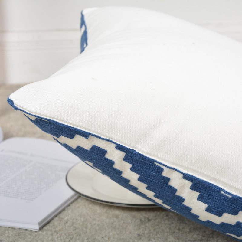 Decorative Geometric Cotton Throw Pillow Cover with Hidden Zipper and Removable Insert