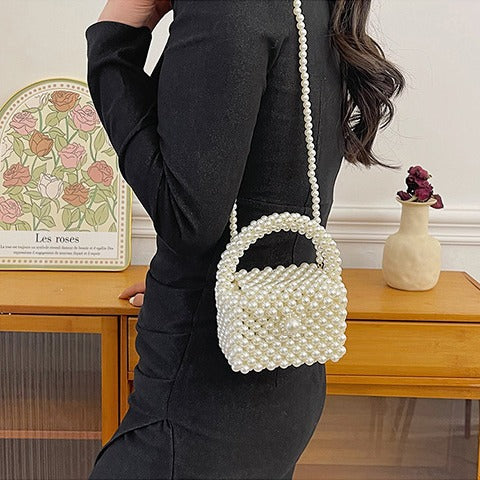 Pearl-Embellished Vintage Handbag
